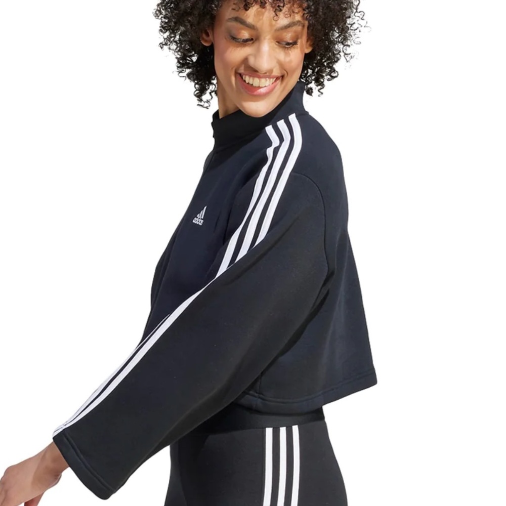 Adidas 3-Stripe Fleece Quarter Zip Sweatshirt